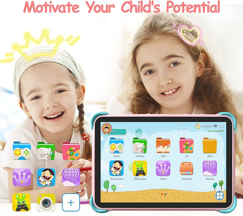 10-дюймовый детский планшет с поддержкой Wi-Fi, 2 ГБ+32 ГБ, 4500 мАч, 1280x800, Android (3)