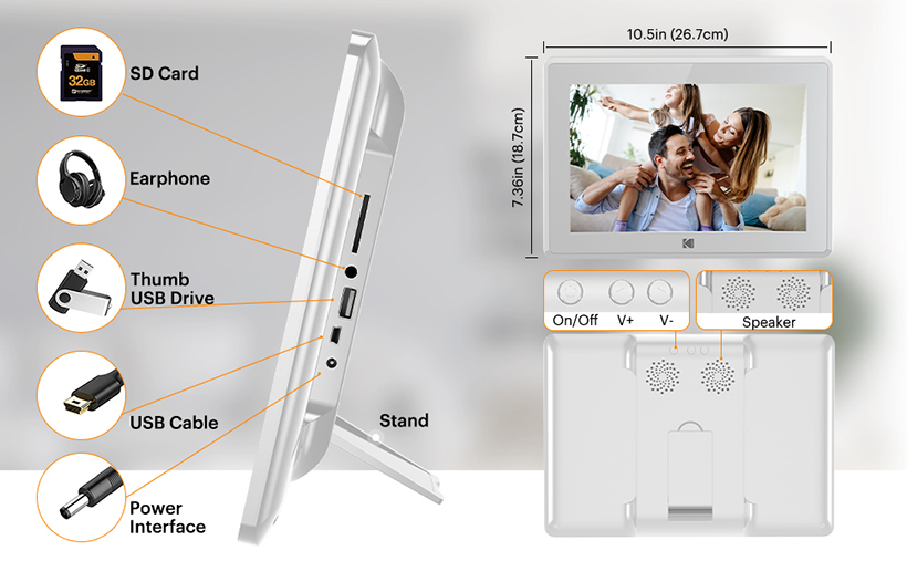 Белая цифровая фоторамка KODAK с сенсорным экраном 10 дюймов (8)